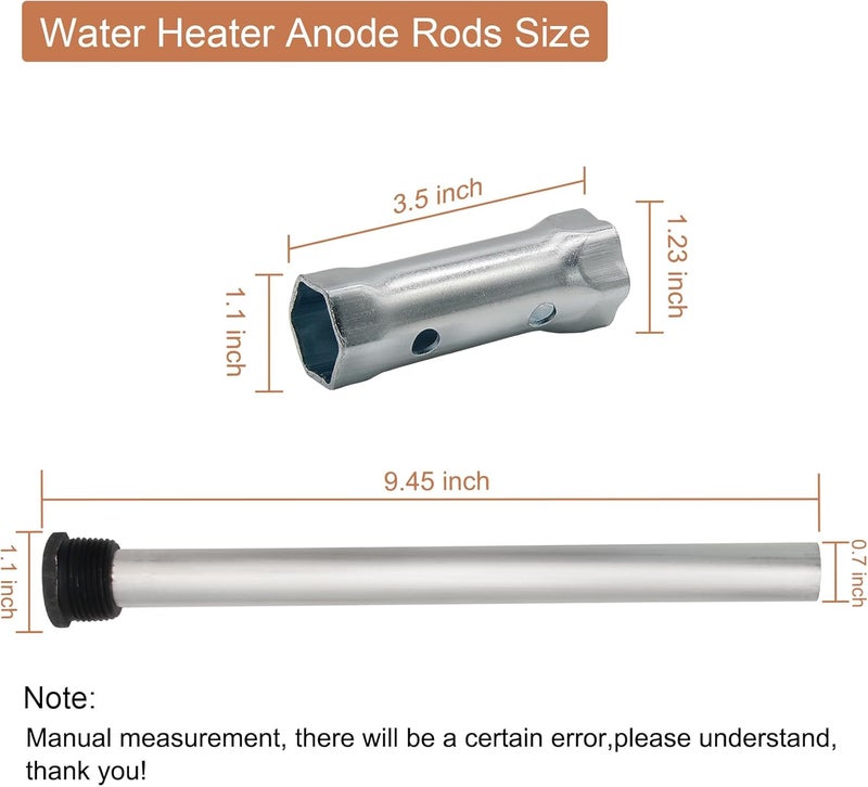 Powswopx 2 PCS RV Water Heater Anode Rods & 1-1/16 inch Socket, Camper Water Heater Aluminum/Zinc Anode Rod 3/4'' Thread 9.25 Length Replacement for Suburban and Morflo Water Heater Tanks - Image 2